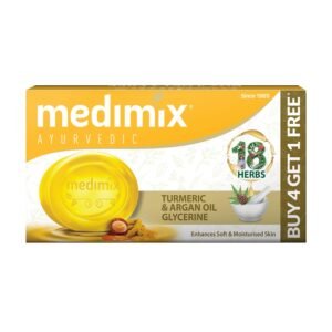 medimix ayurvedic tumeric & argan oil bathing bar, 125 g (4 + 1 offer pack)