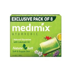 medimix ayurvedic natural glycerine bathing soap with lakshadi oil for soft, supple & moisturised skin 125g (combo pack of 8) | natural | herbal | paraben free & sulphate free | 100% vegan