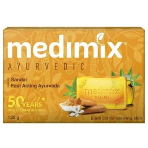 medimix sandal soap with eladi oil for clear & glowing skin improves skin complexion and removes pimples enriched with natural fragrance of sandalwood 125 gm x 5